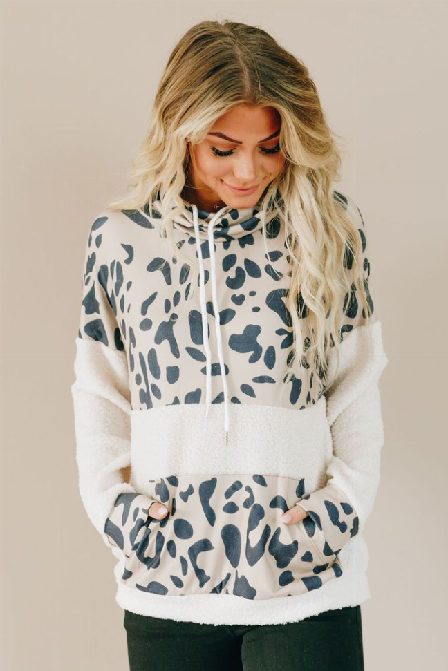 Cozy Spotted Leopard Pullover Stay Warm in Style