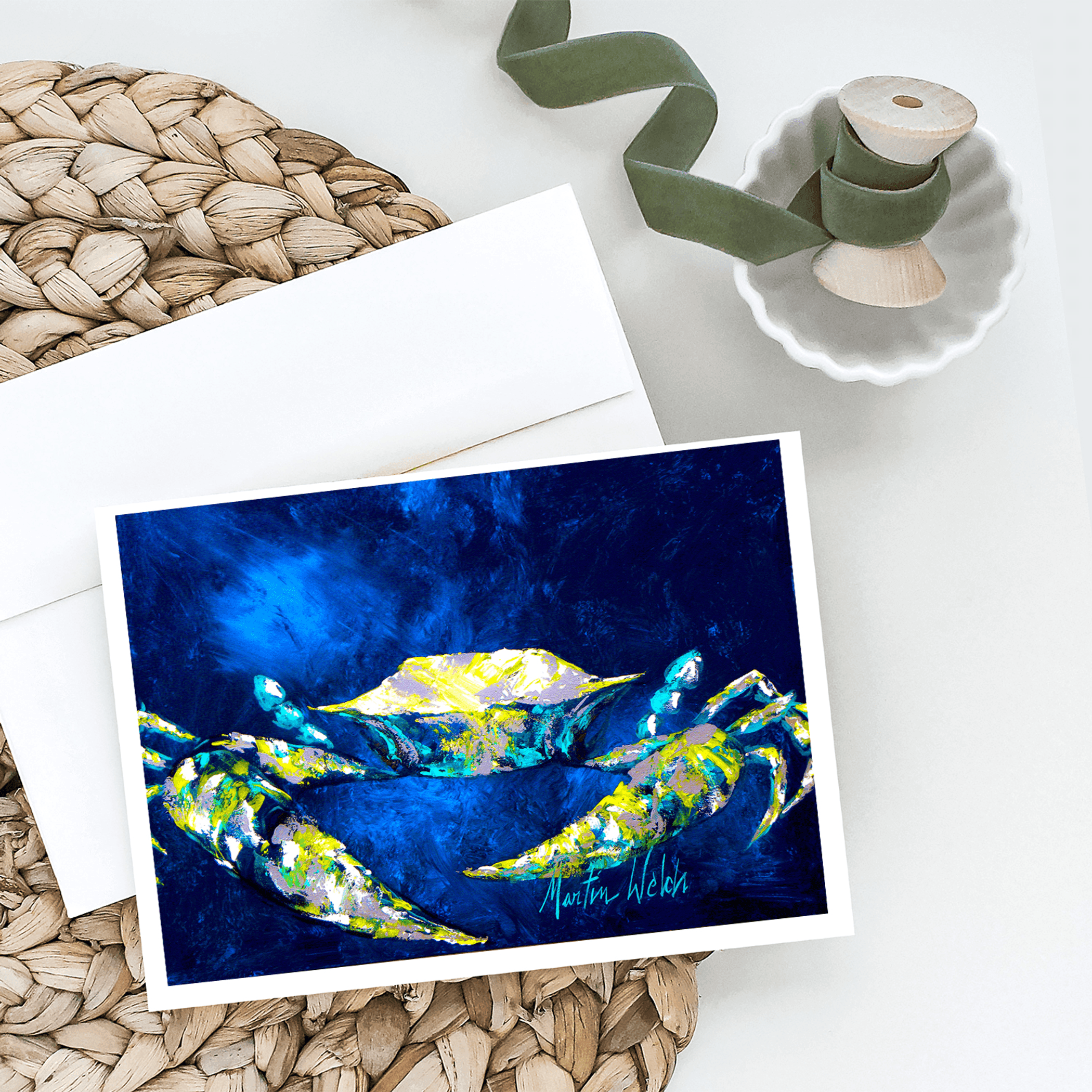 Crab Blue Greeting Cards Pack of 8 Caroline's Treasures