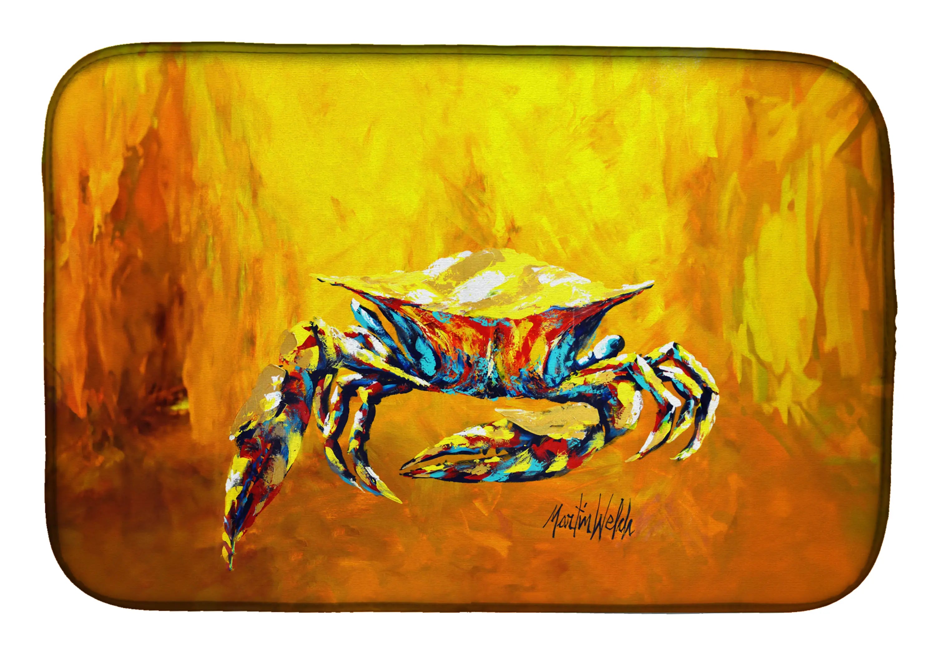 Crab Called the Bigger Jigger Dish Drying Mat Caroline's Treasures