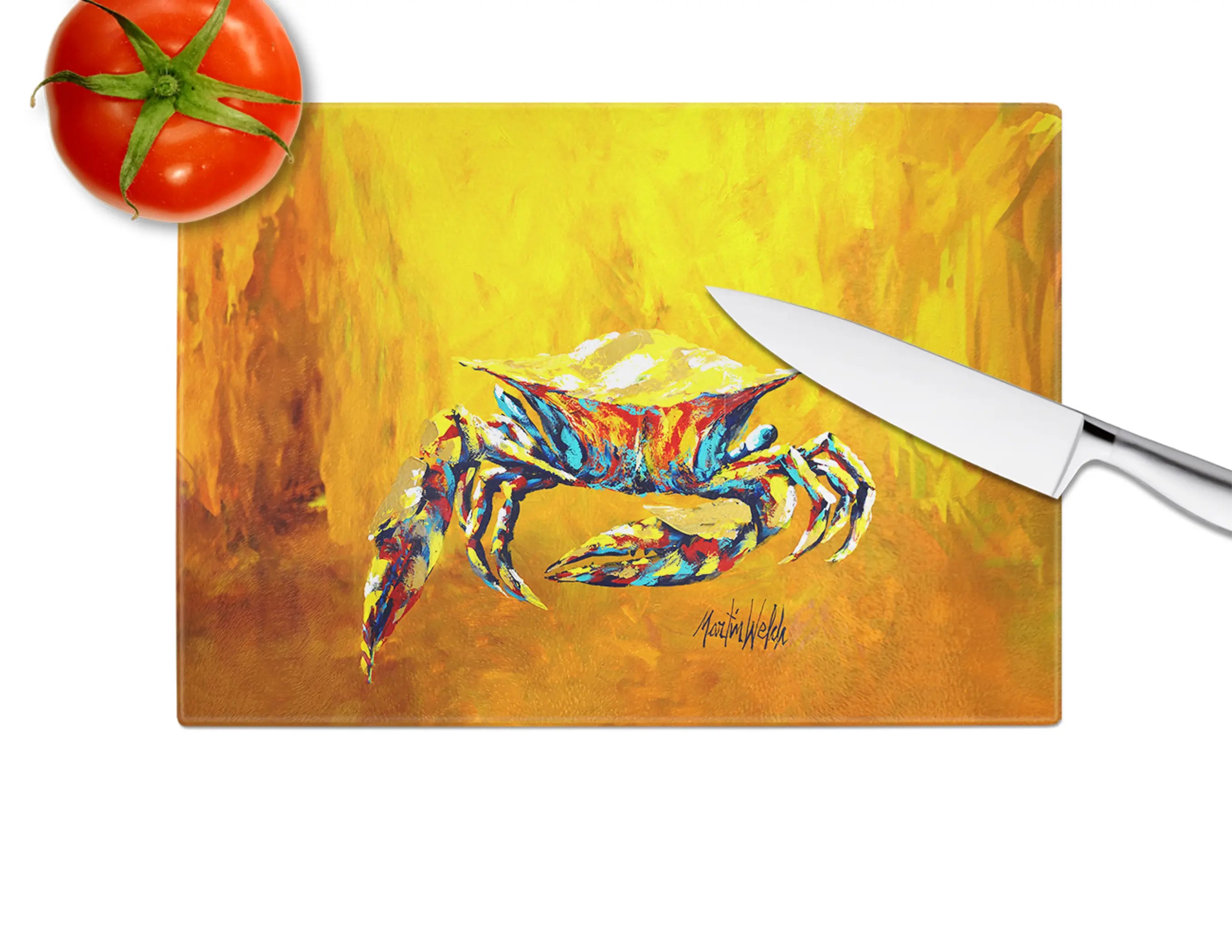 Crab Called the Bigger Jigger Glass Cutting Board Caroline's Treasures