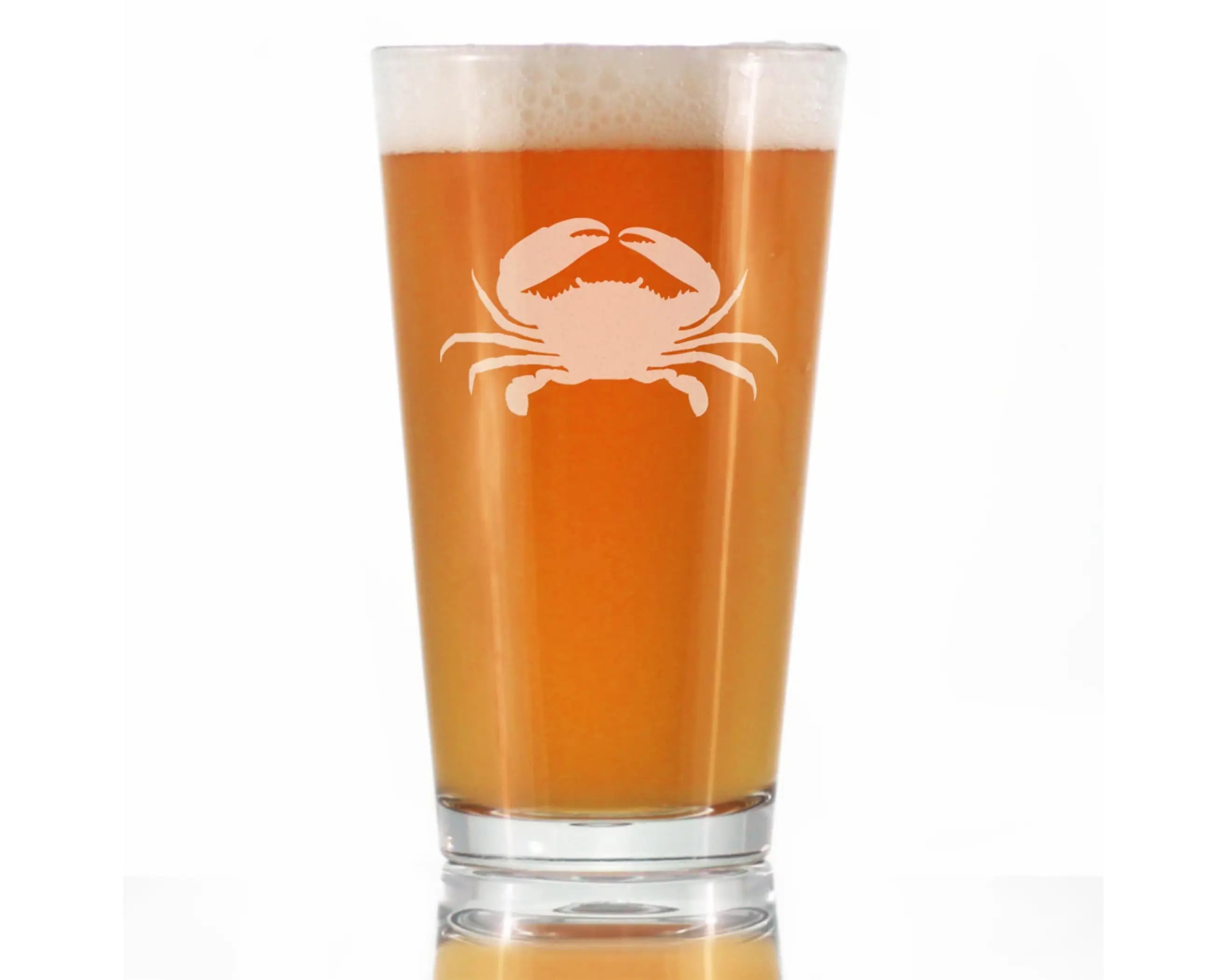 Crab Silhouette Pint Glass for Beer - Ocean Beach Gifts Bevvee