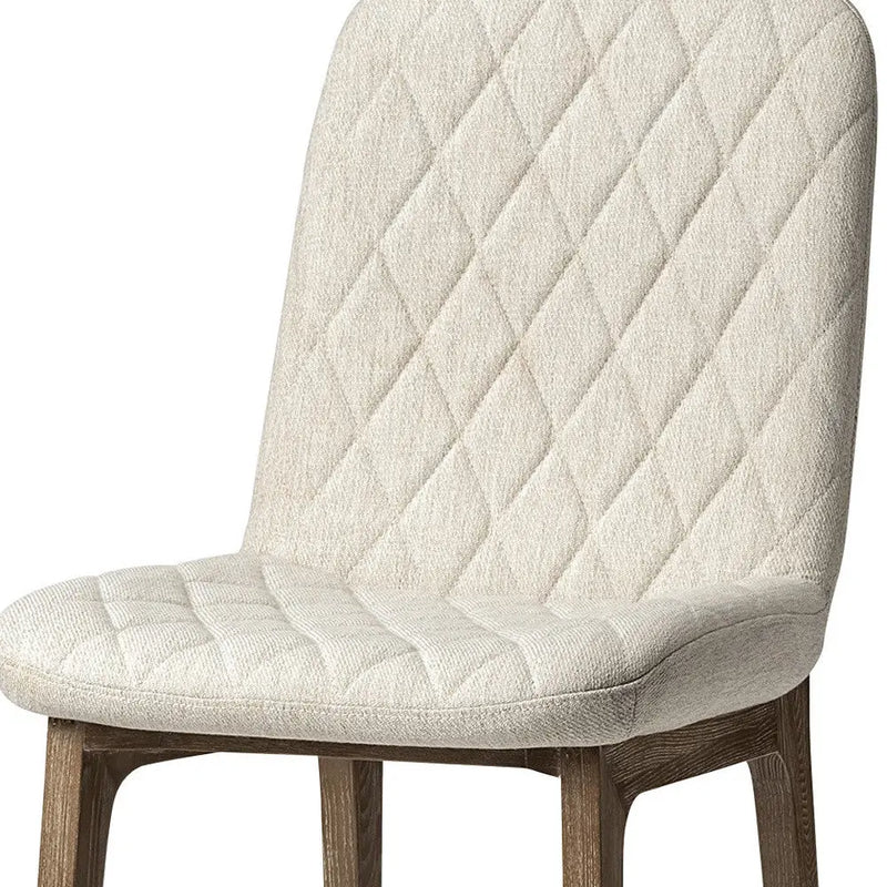 Cream And Brown Upholstered Fabric Dining Side Chair - GreatEagleInc