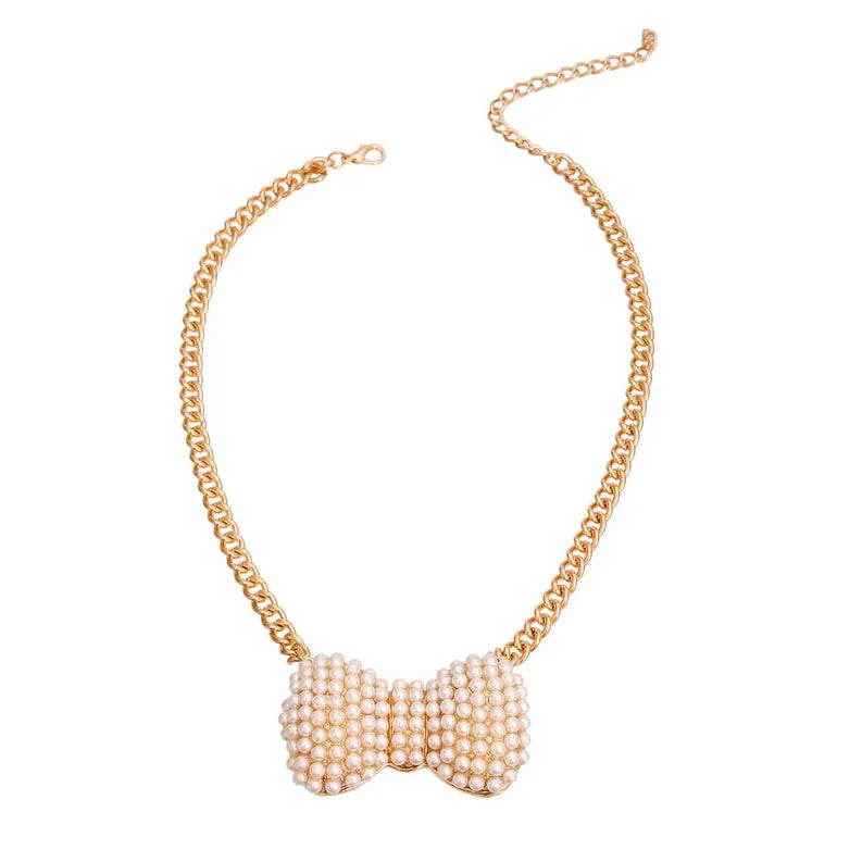 Cream Chunky Bow Necklace Bark Fifth Avenue