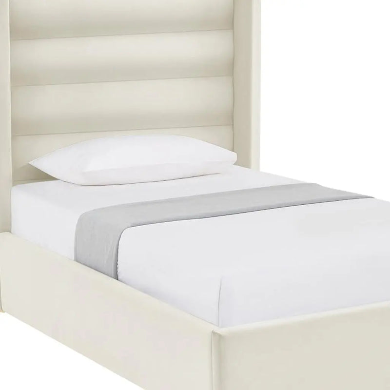 Cream Velvet Upholstered Full Bed Frame Homeroots Bed & Bath
