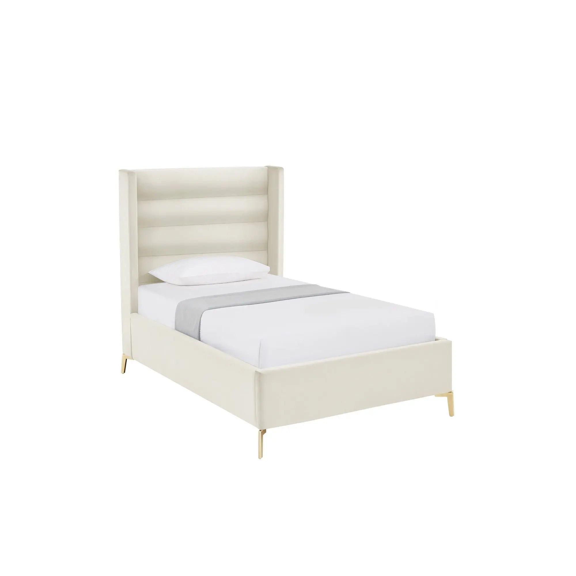 Cream Velvet Upholstered Full Bed Frame Homeroots Bed & Bath