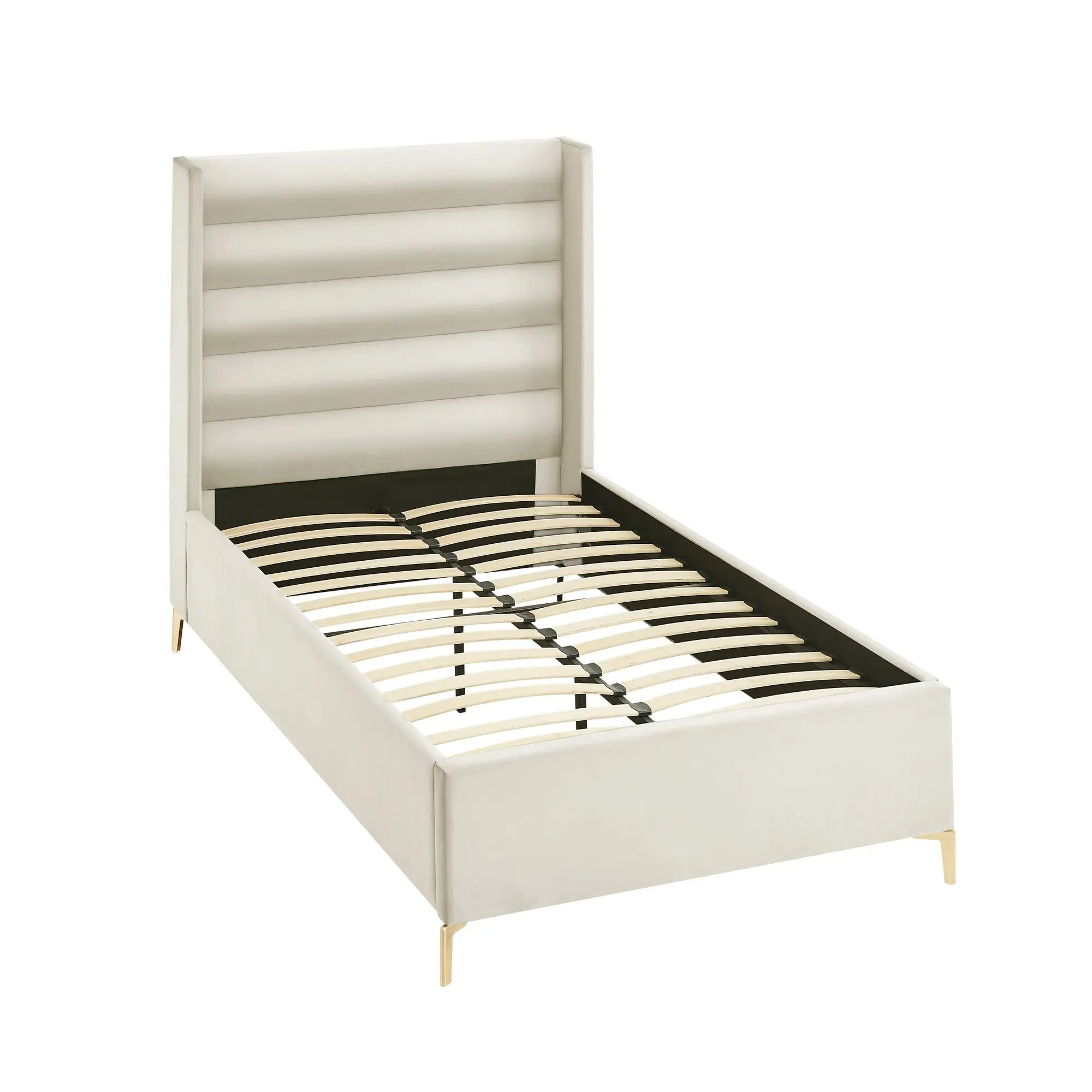 Cream Velvet Upholstered Full Bed Frame Homeroots Bed & Bath