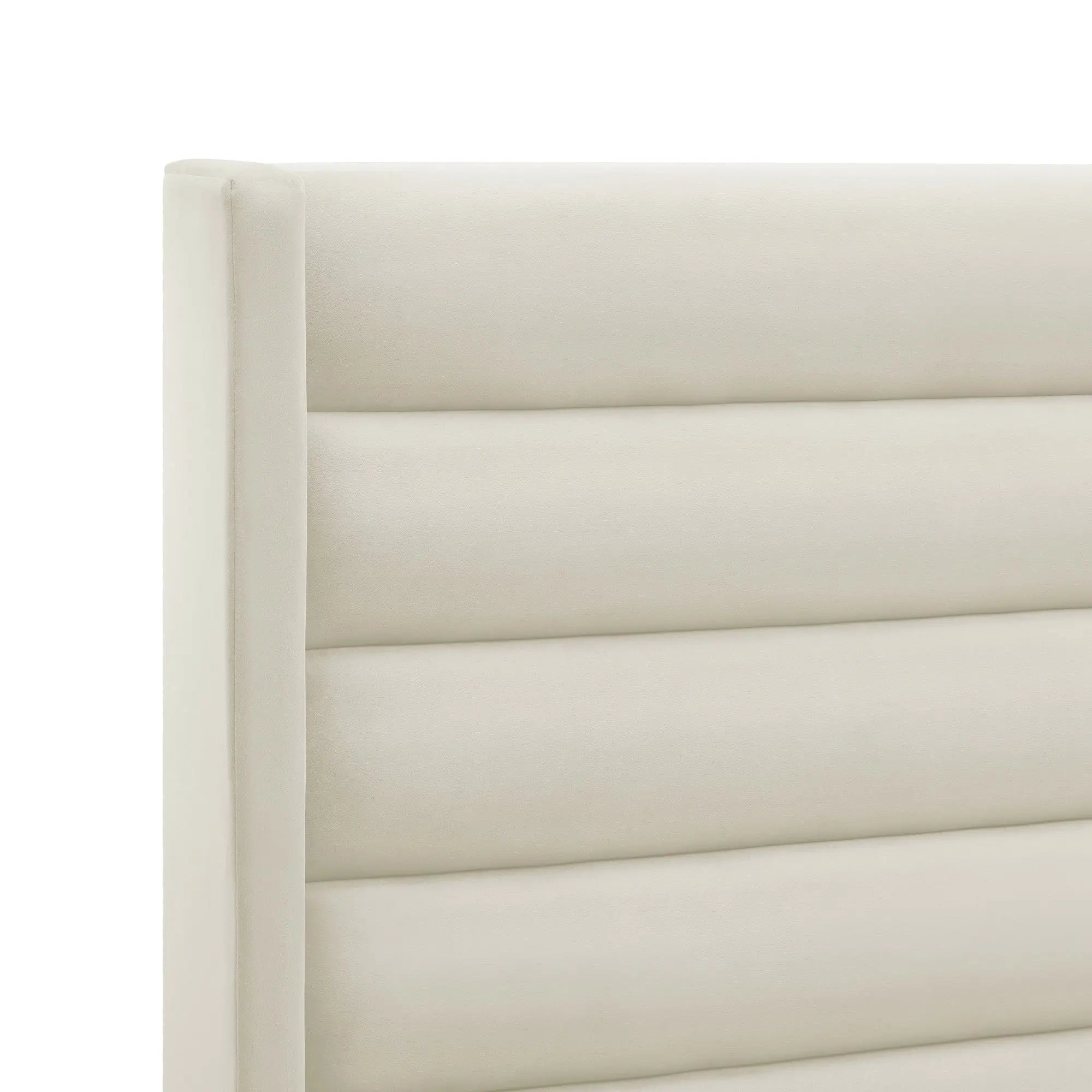 Cream Velvet Upholstered Queen Bed Frame Homeroots Bed & Bath