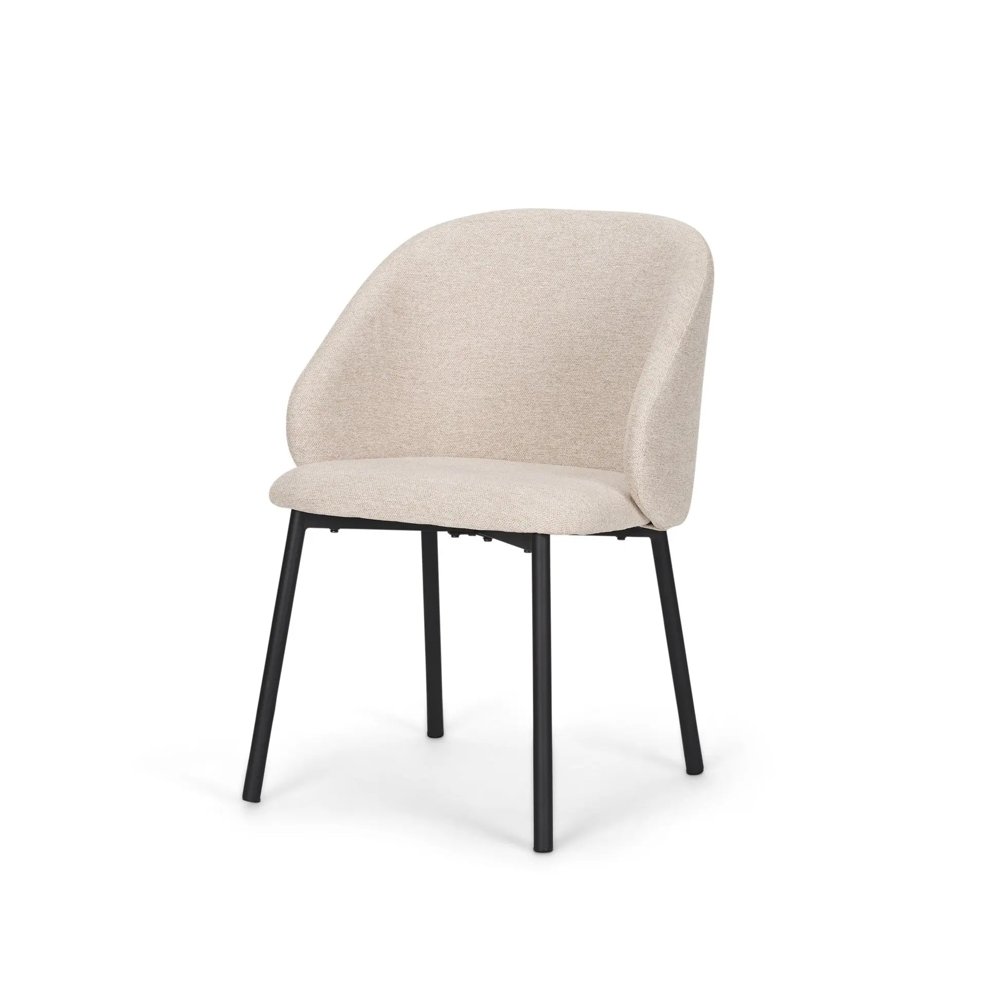 Cream and Black Upholstered Fabric And Metal Dining Side Chair Homeroots Kitchen & Dining