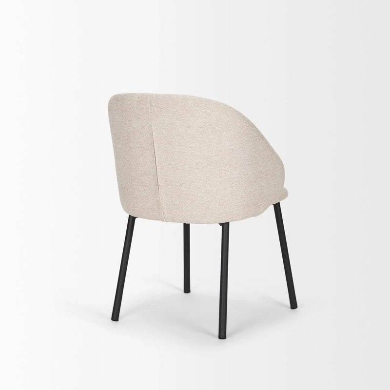 Cream and Black Upholstered Fabric And Metal Dining Side Chair Homeroots Kitchen & Dining