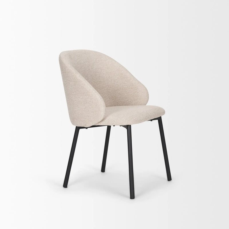 Cream and Black Upholstered Fabric And Metal Dining Side Chair Homeroots Kitchen & Dining