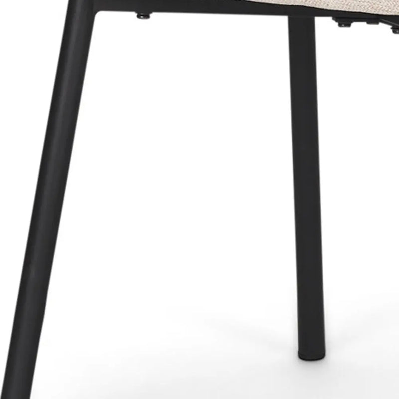 Cream and Black Upholstered Fabric And Metal Dining Side Chair Homeroots Kitchen & Dining