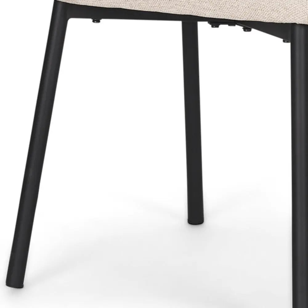 Cream and Black Upholstered Fabric And Metal Dining Side Chair Homeroots Kitchen & Dining