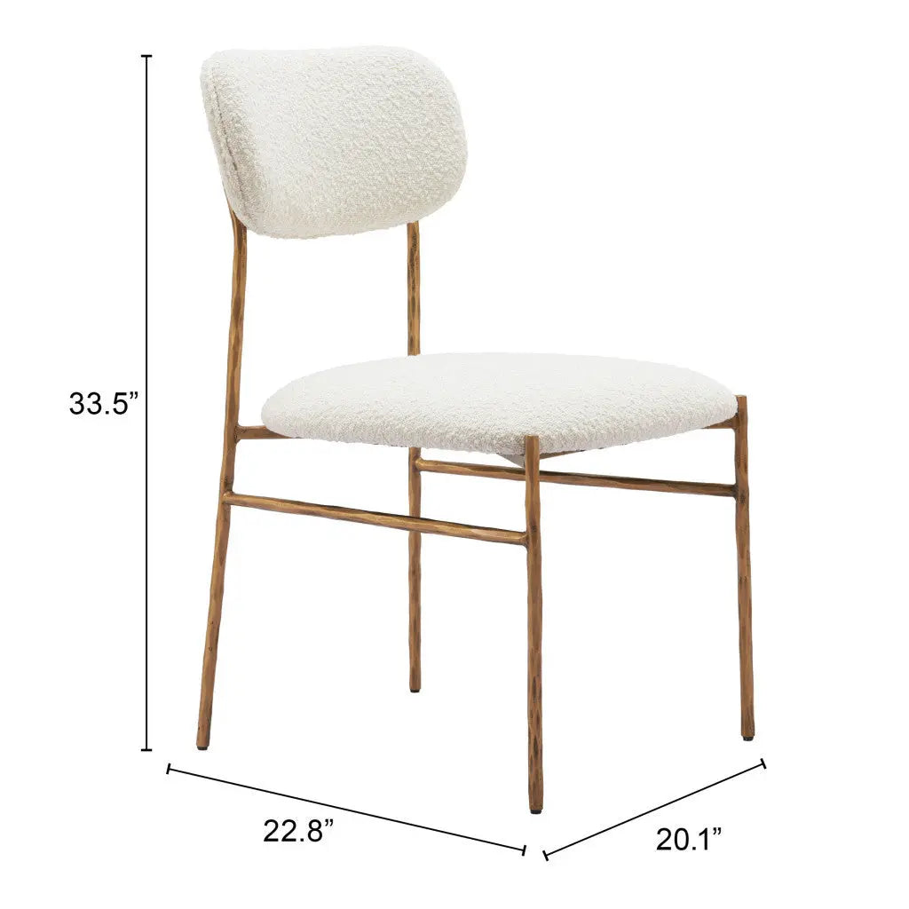 Cream and Brass Upholstered Fabric Open Back Dining Side Chair Homeroots