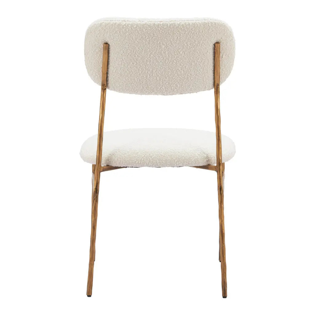 Cream and Brass Upholstered Fabric Open Back Dining Side Chair Homeroots