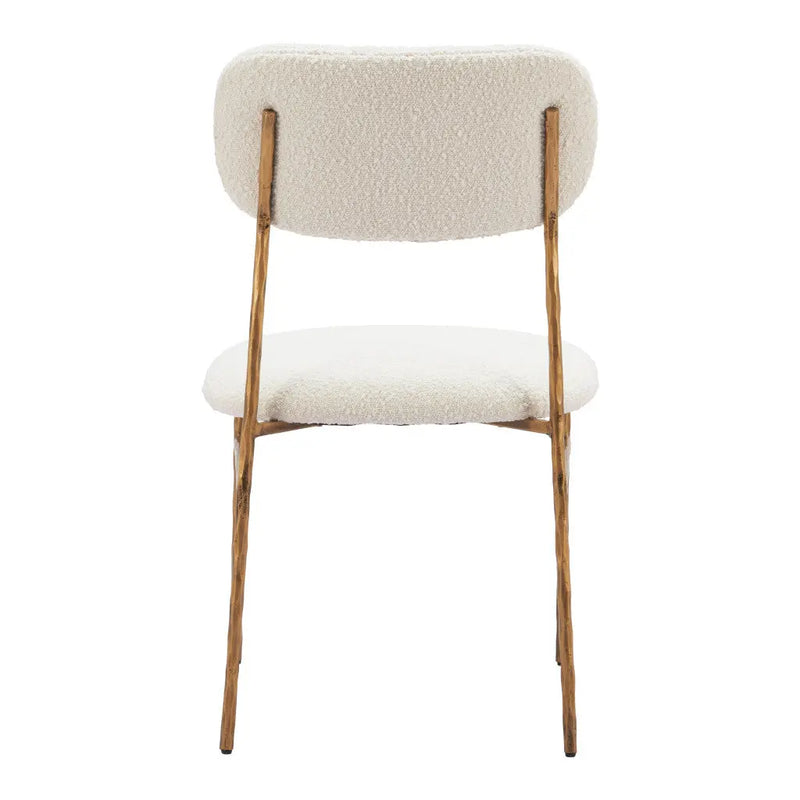 Cream and Brass Upholstered Fabric Open Back Dining Side Chair Homeroots