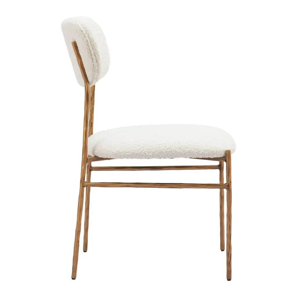Cream and Brass Upholstered Fabric Open Back Dining Side Chair Homeroots