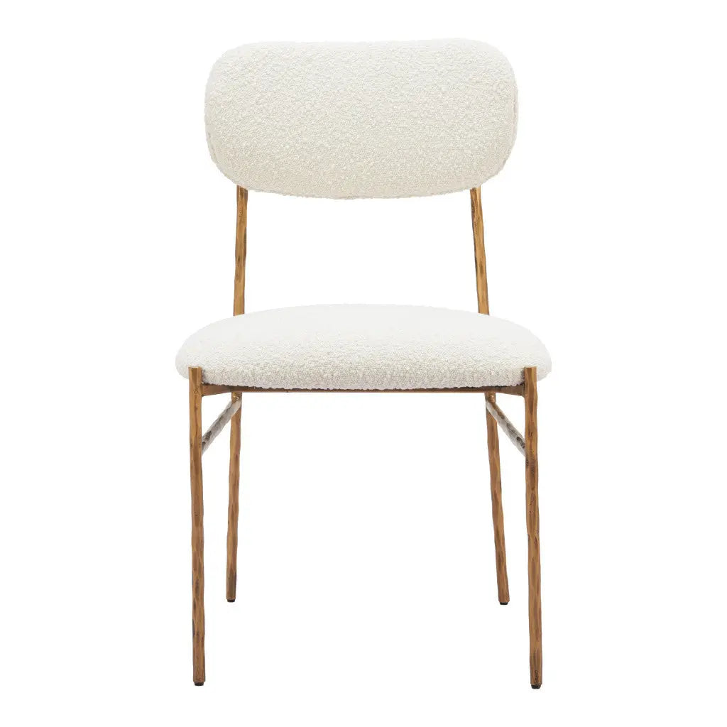 Cream and Brass Upholstered Fabric Open Back Dining Side Chair Homeroots