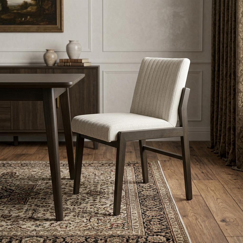 Cream and Brown Fabric Dining Side Chair Homeroots Kitchen & Dining