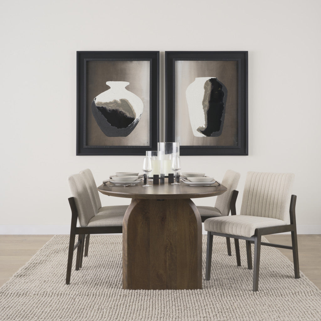 Cream and Brown Fabric Dining Side Chair Homeroots Kitchen & Dining