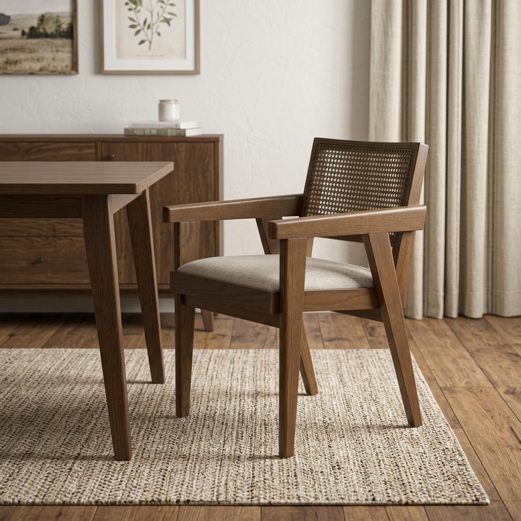 Cream and Brown Fabric Dining Side Chair Homeroots Kitchen & Dining