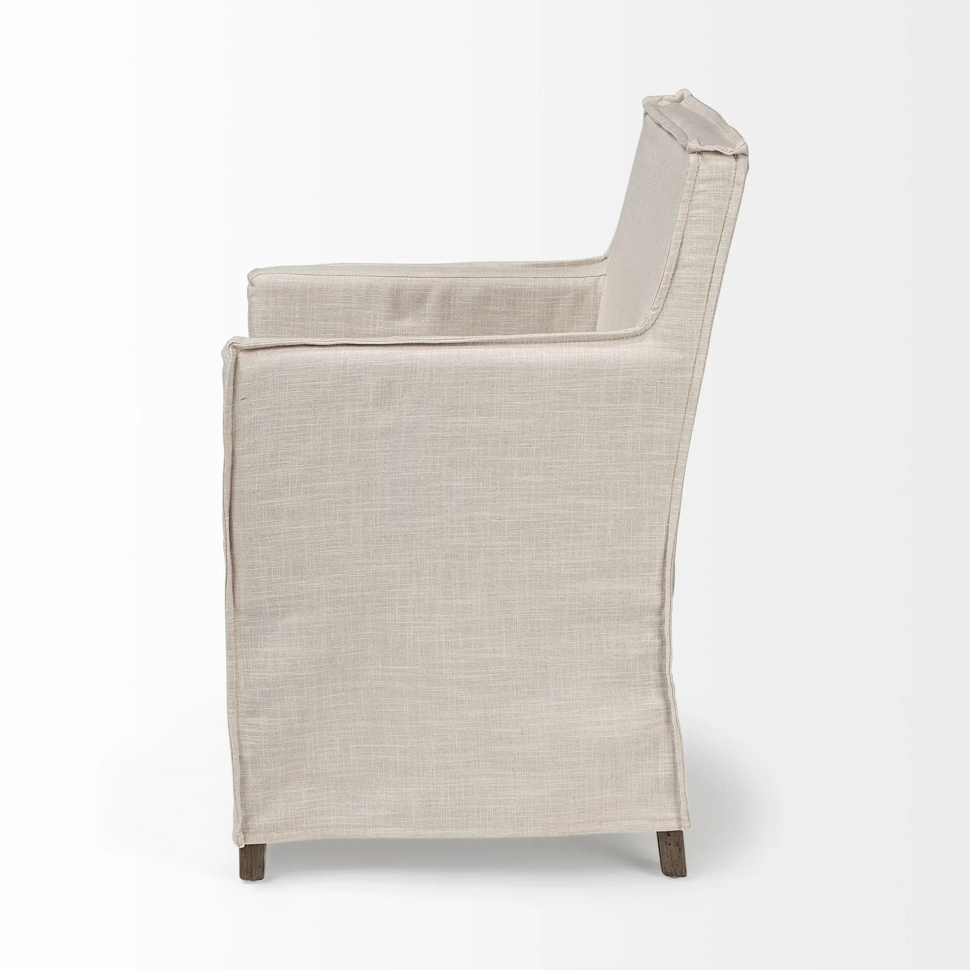 Cream and Brown Slipcovered Upholstered Fabric Dining Arm Chair Homeroots Kitchen & Dining