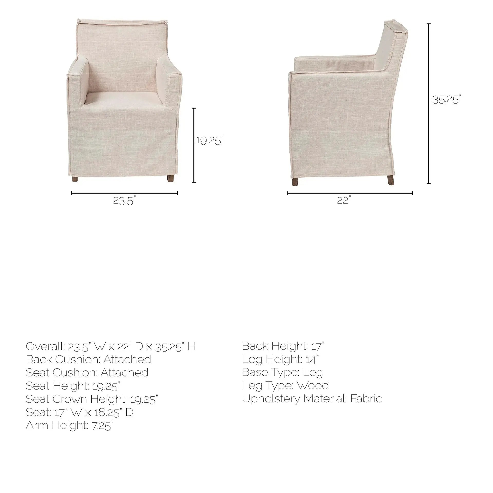 Cream and Brown Slipcovered Upholstered Fabric Dining Arm Chair Homeroots Kitchen & Dining