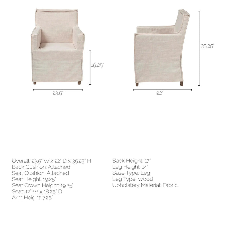 Cream and Brown Slipcovered Upholstered Fabric Dining Arm Chair Homeroots Kitchen & Dining
