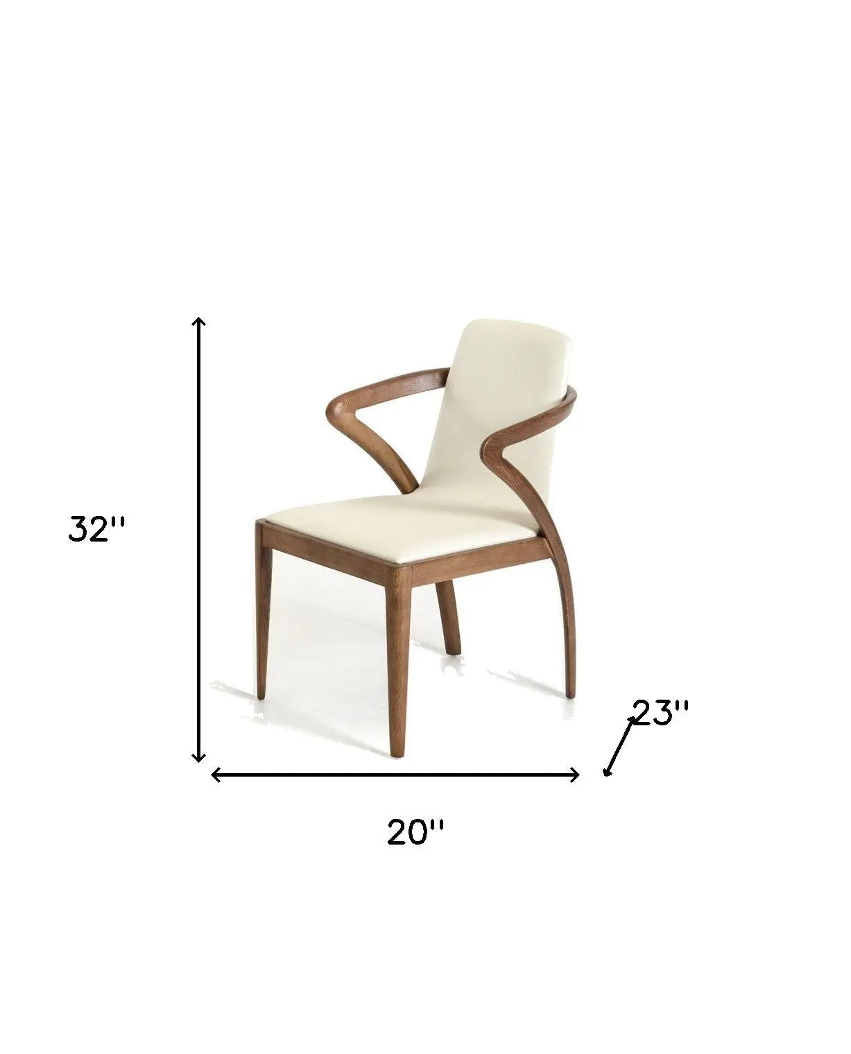 Cream and Brown Upholstered Faux Leather Dining Arm Chair Homeroots Kitchen & Dining