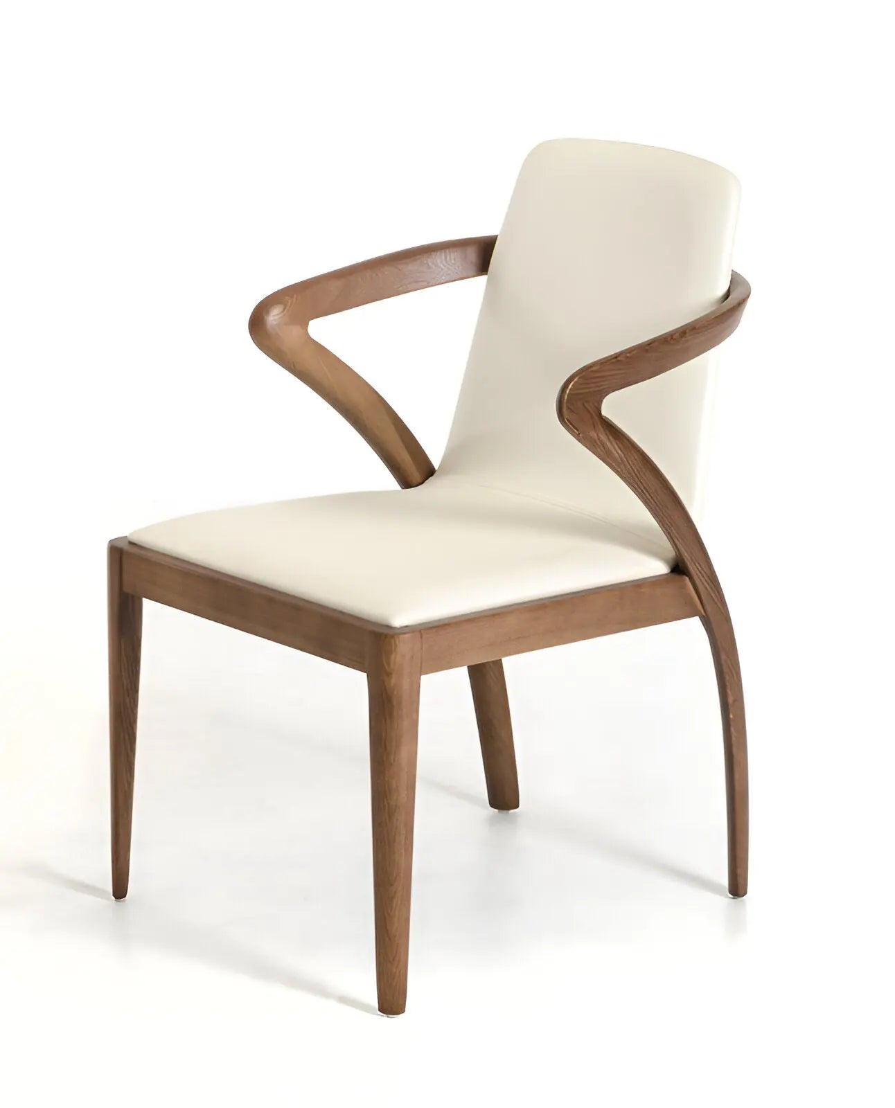 Cream and Brown Upholstered Faux Leather Dining Arm Chair Homeroots Kitchen & Dining