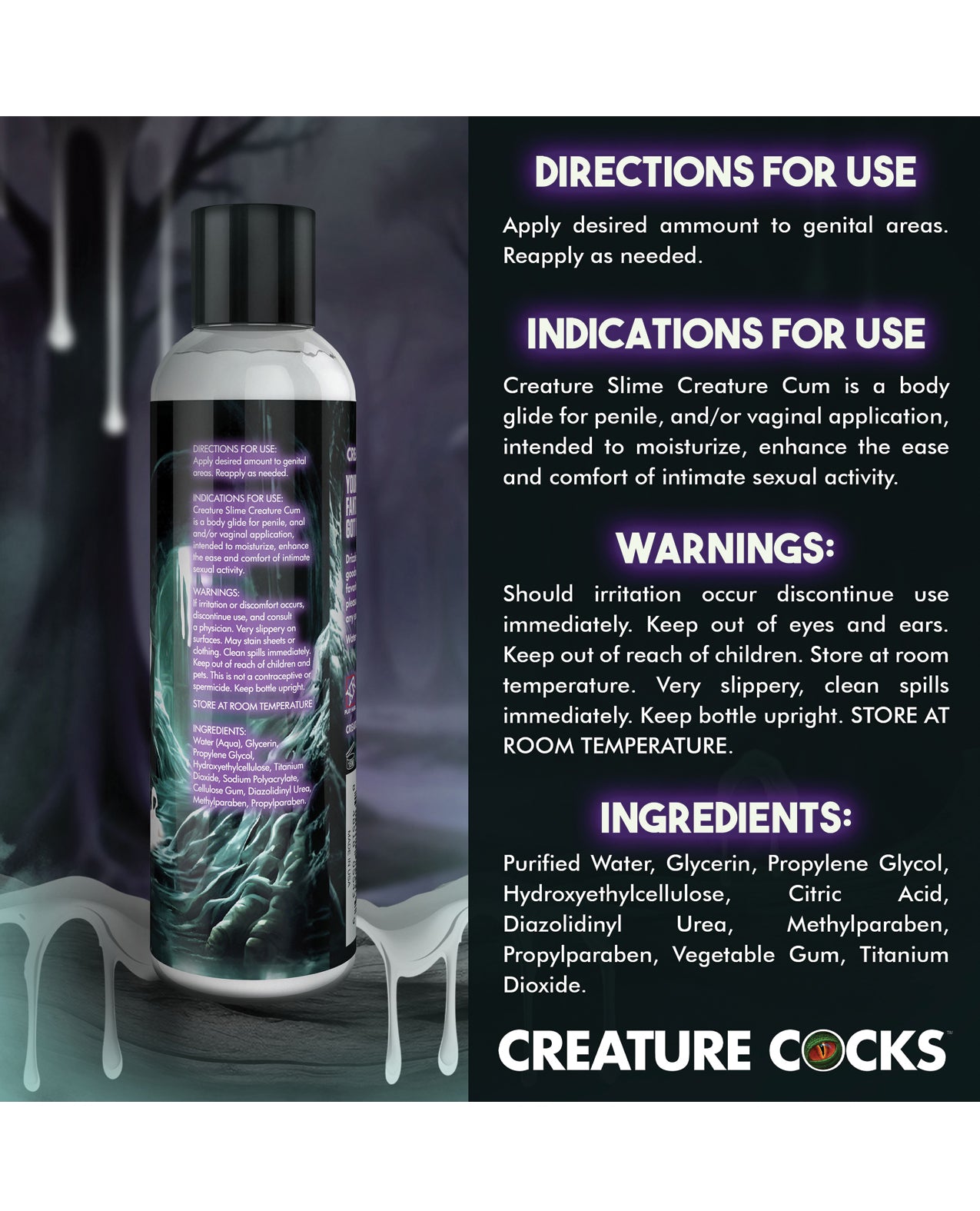 Creature Cocks - Creature Slime Creature Cum Unscented Jizz Lubricant 8oz - GreatEagleInc