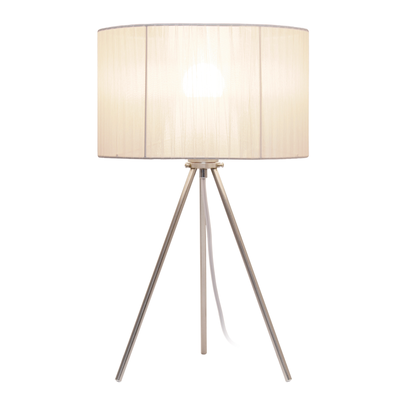 Creekwood Home Contemporary Brushed Nickel Pedestal Table Lamp for Bedroom, Living Room, Dining Room, Office, Entryway All the Rages