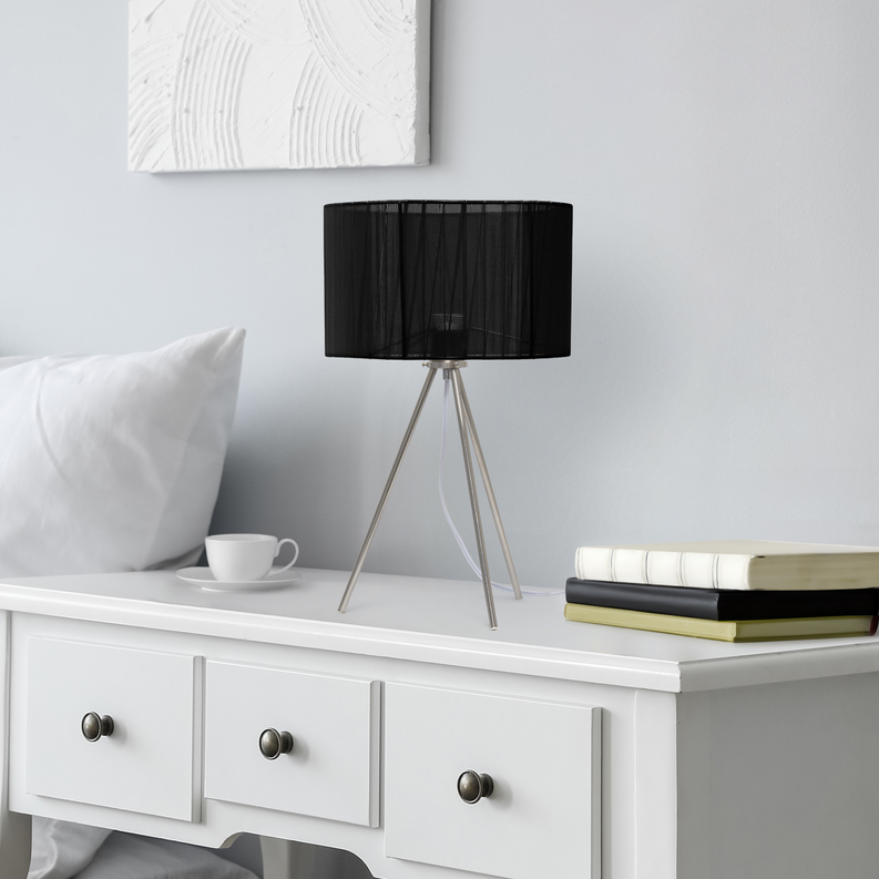 Creekwood Home Contemporary Brushed Nickel Pedestal Table Lamp for Bedroom, Living Room, Dining Room, Office, Entryway All the Rages