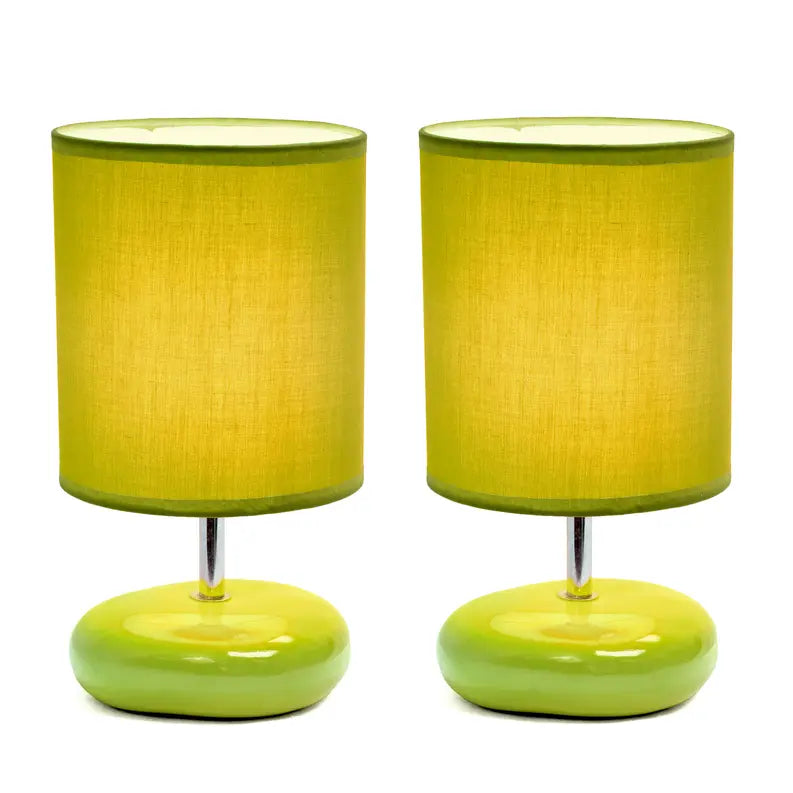 Creekwood Home Traditional Mini Round Rock Table Lamp 2 Pack Set for Nursery, Study, Bookshelf, Office, Nightstand, Living Room All the Rages