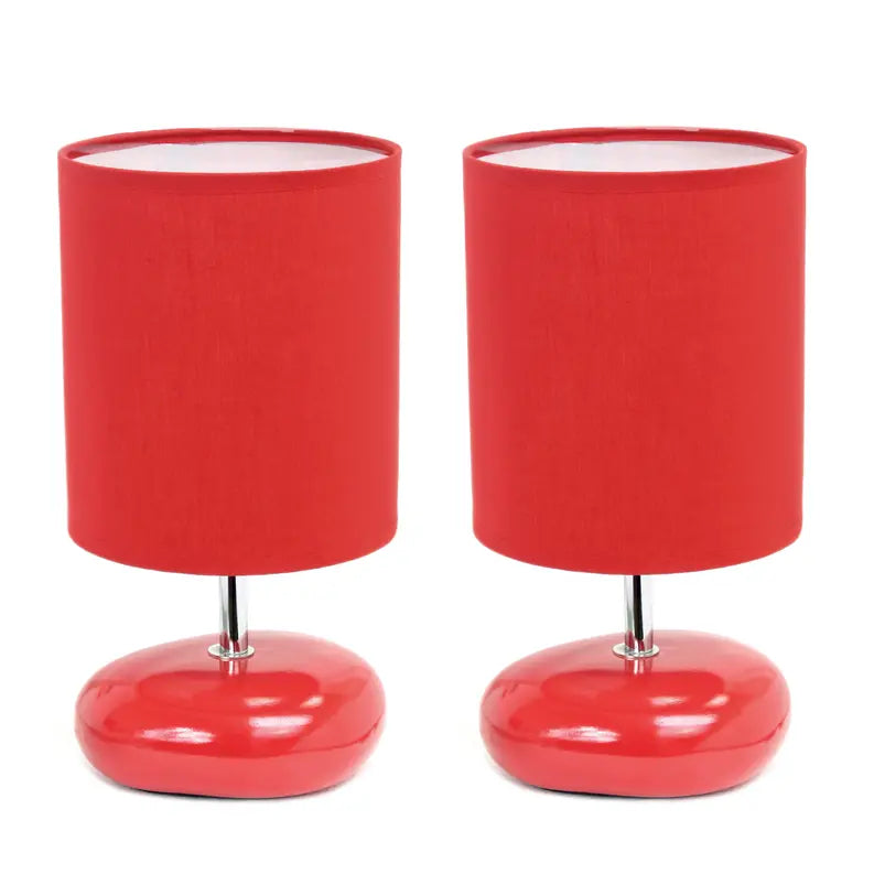 Creekwood Home Traditional Mini Round Rock Table Lamp 2 Pack Set for Nursery, Study, Bookshelf, Office, Nightstand, Living Room All the Rages