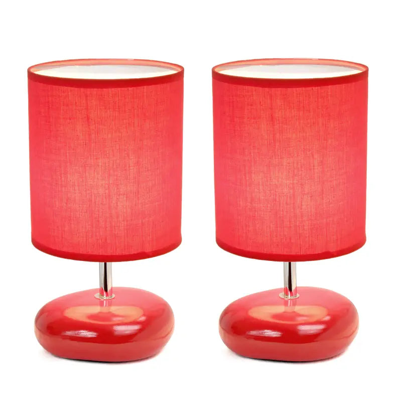 Creekwood Home Traditional Mini Round Rock Table Lamp 2 Pack Set for Nursery, Study, Bookshelf, Office, Nightstand, Living Room All the Rages