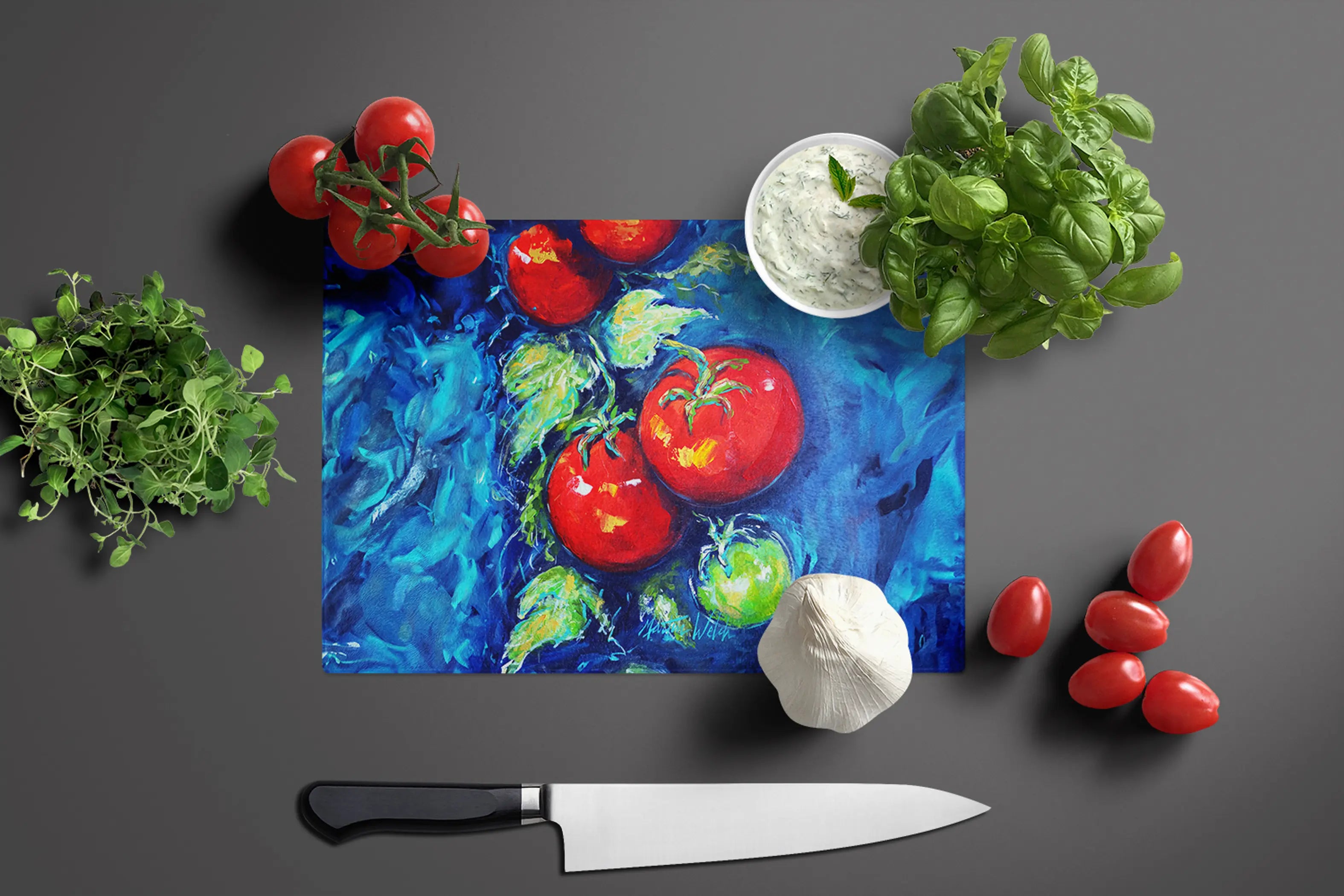 Creole Tomatoes Glass Cutting Board Caroline's Treasures