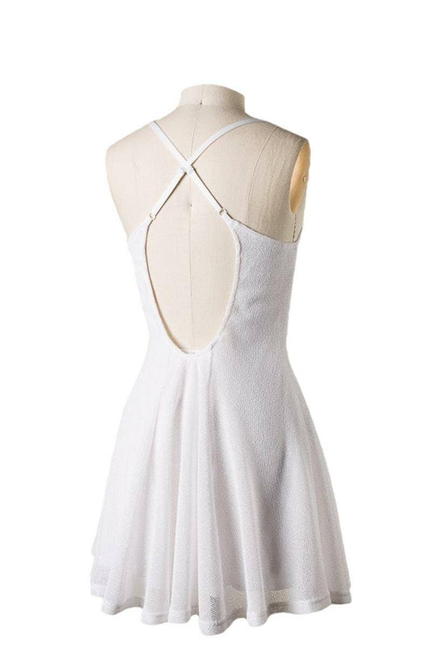 Criss Cross Open Back Skater Dress White SurelyMine