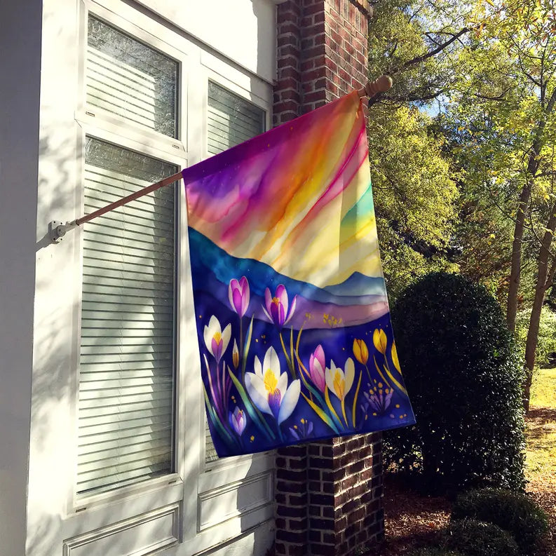 Crocus in Color House Flag Caroline's Treasures