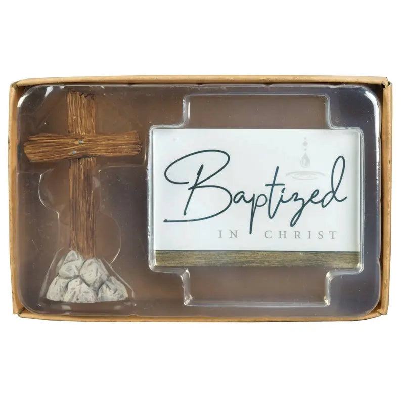 Cross Figurine With Baptized Card Dicksons Inc