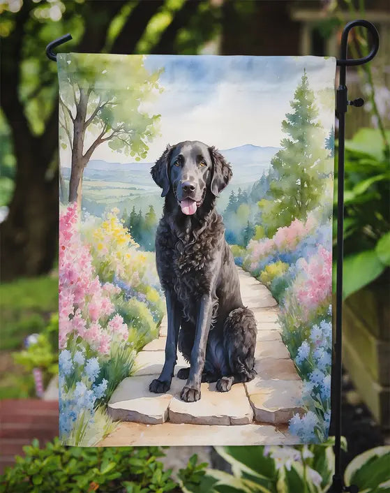 Curly-Coated Retriever Spring Path Garden Flag Caroline's Treasures