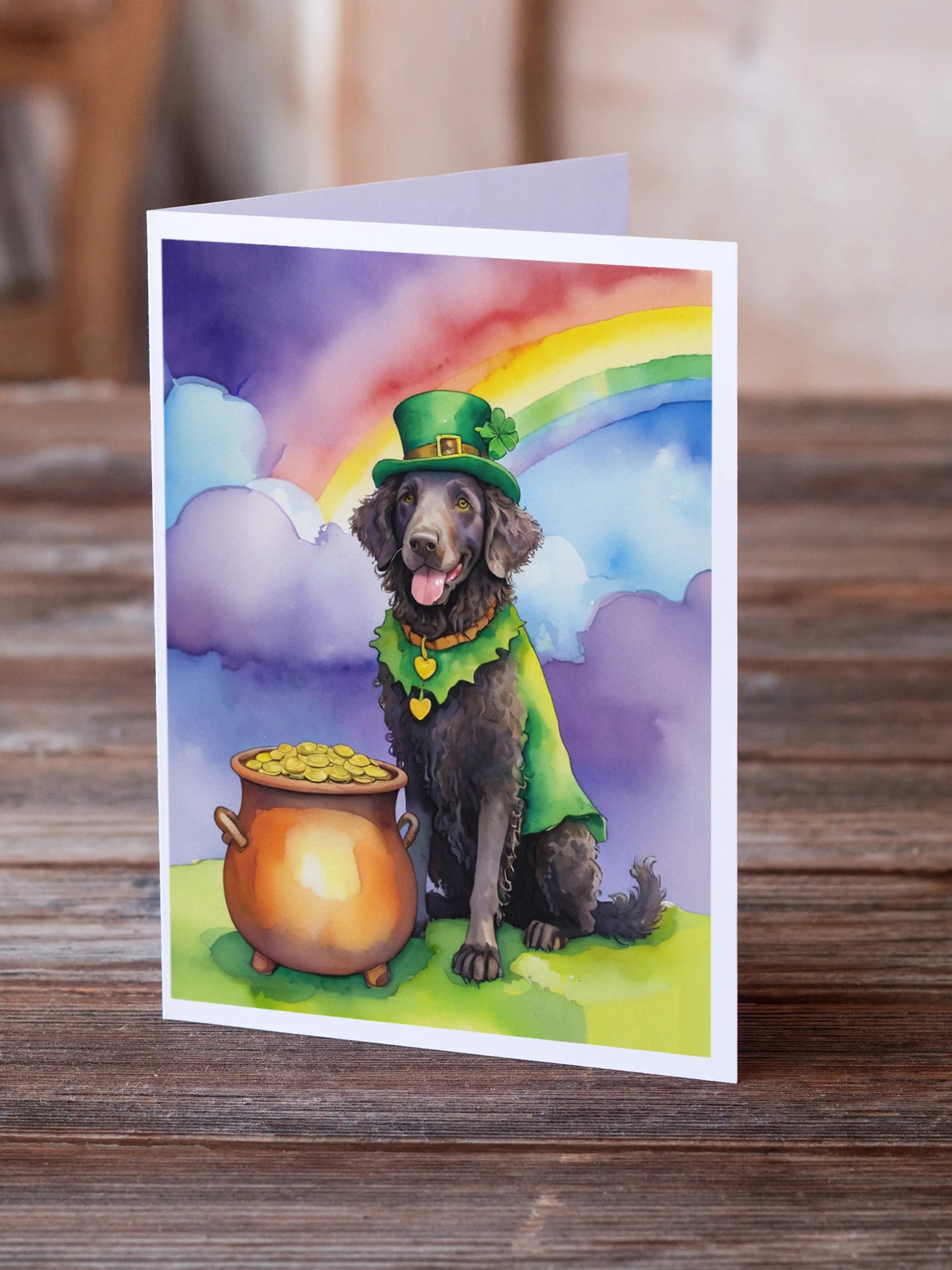 Curly-Coated Retriever St Patrick's Day Greeting Cards Pack of 8 Caroline's Treasures