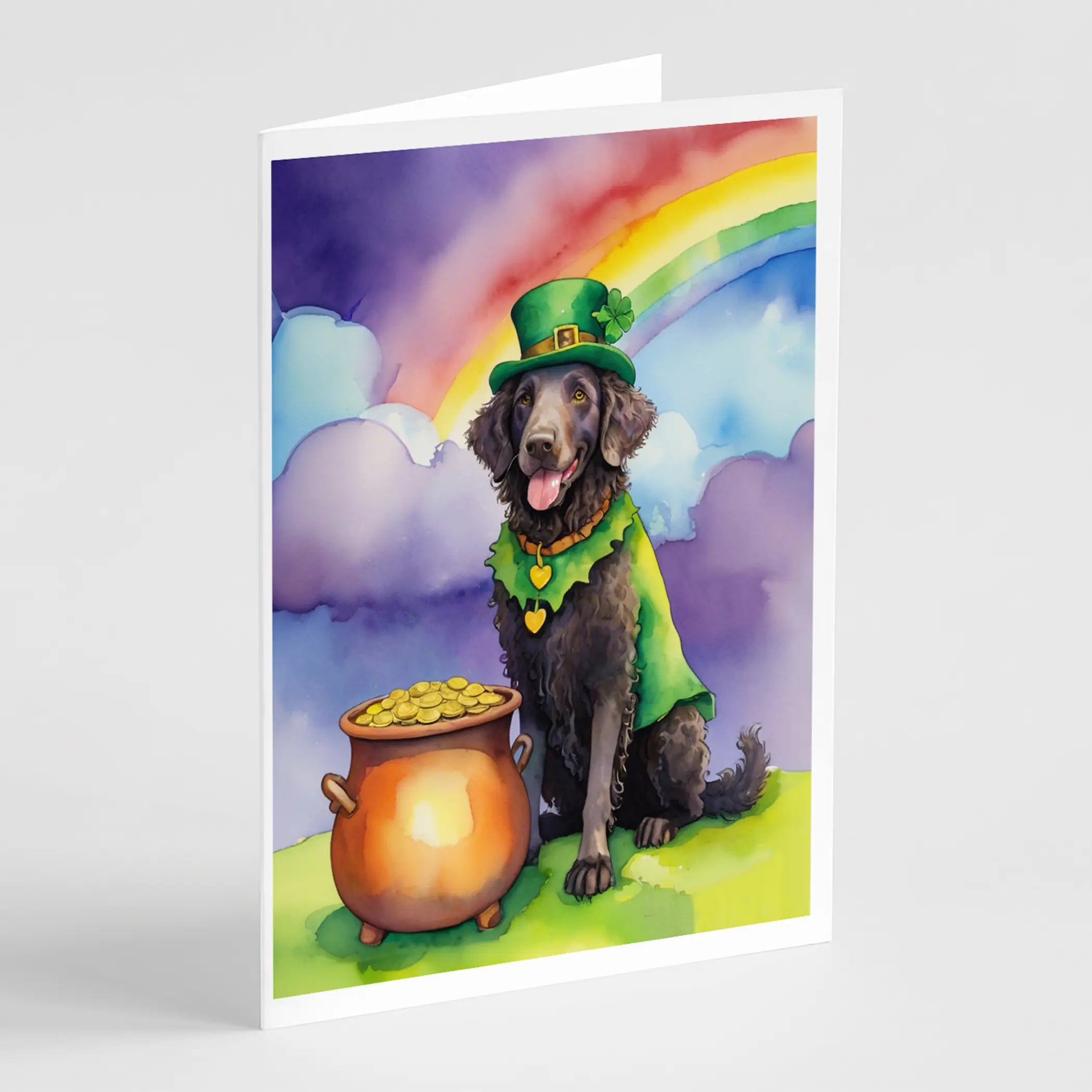 Curly-Coated Retriever St Patrick's Day Greeting Cards Pack of 8 Caroline's Treasures