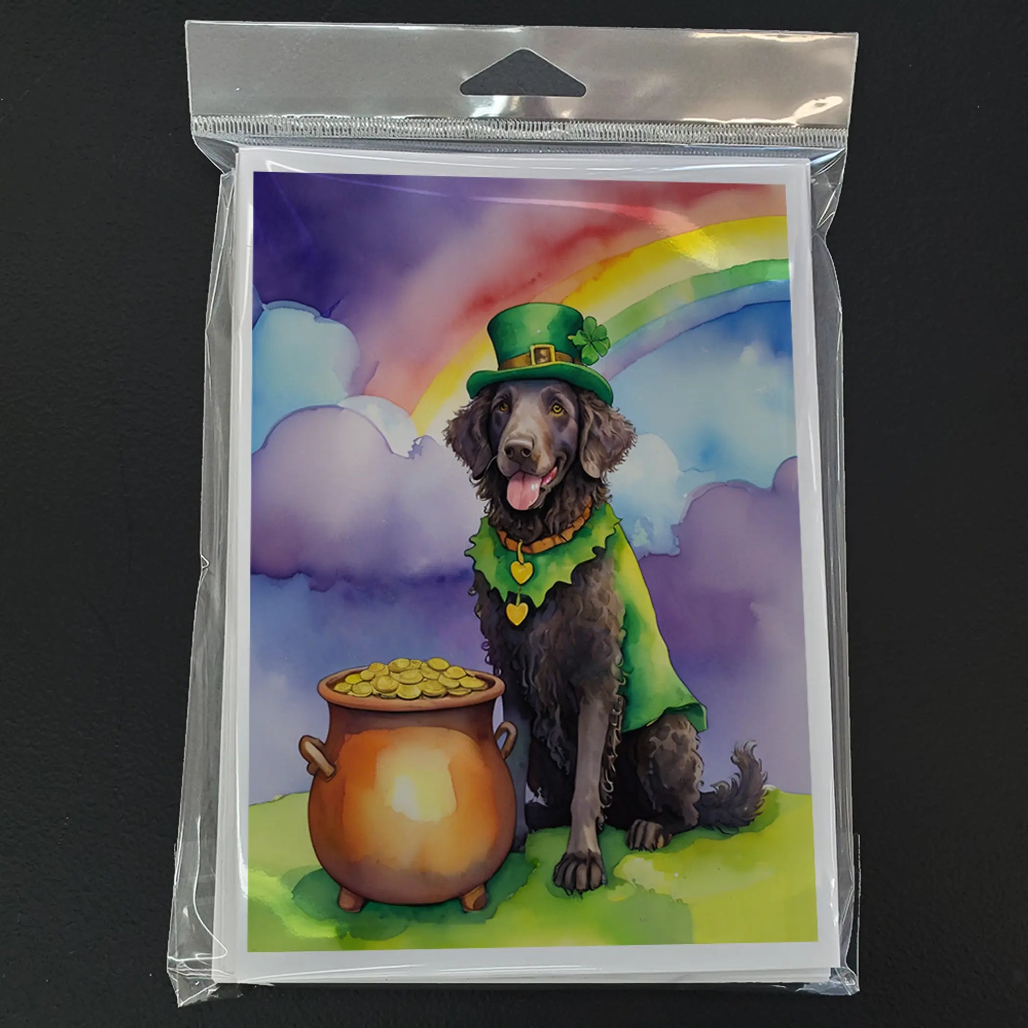 Curly-Coated Retriever St Patrick's Day Greeting Cards Pack of 8 Caroline's Treasures