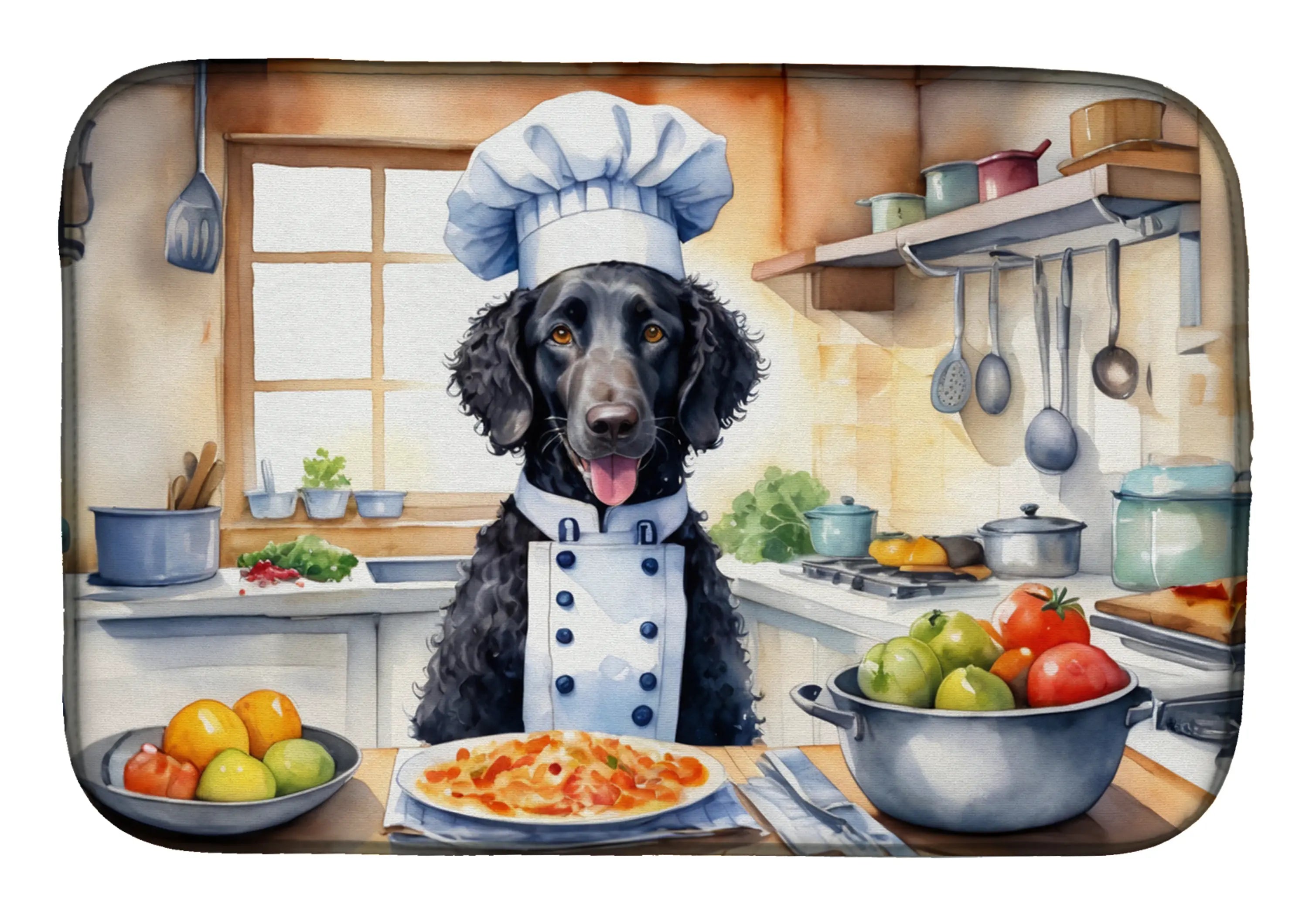 Curly-Coated Retriever The Chef Dish Drying Mat Caroline's Treasures