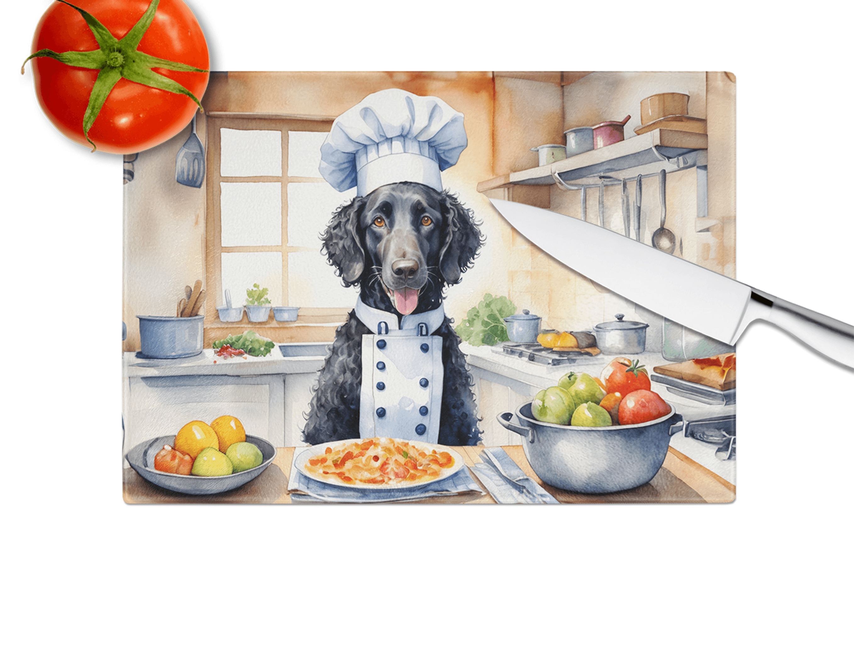 Curly-Coated Retriever The Chef Glass Cutting Board Caroline's Treasures