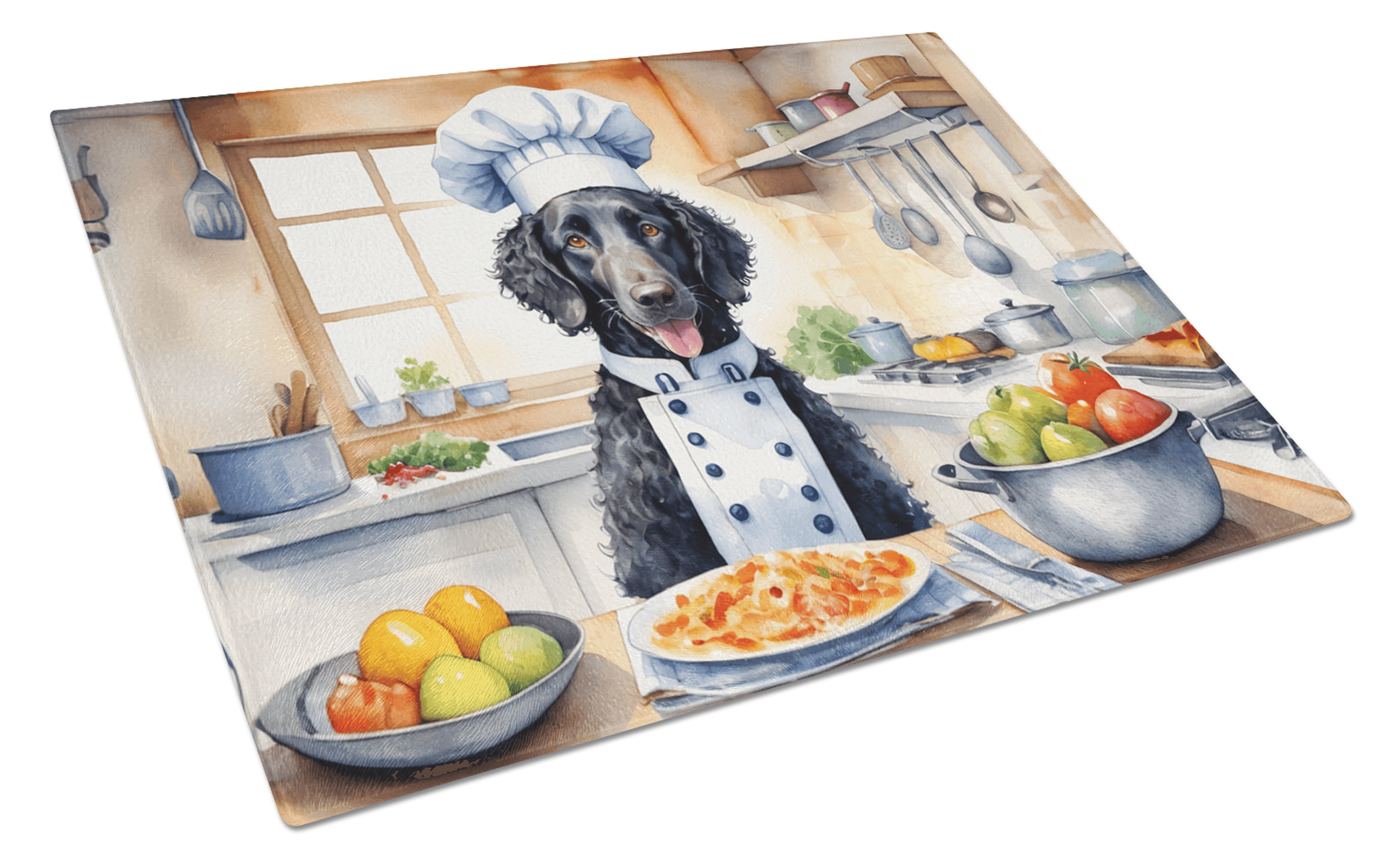 Curly-Coated Retriever The Chef Glass Cutting Board Caroline's Treasures