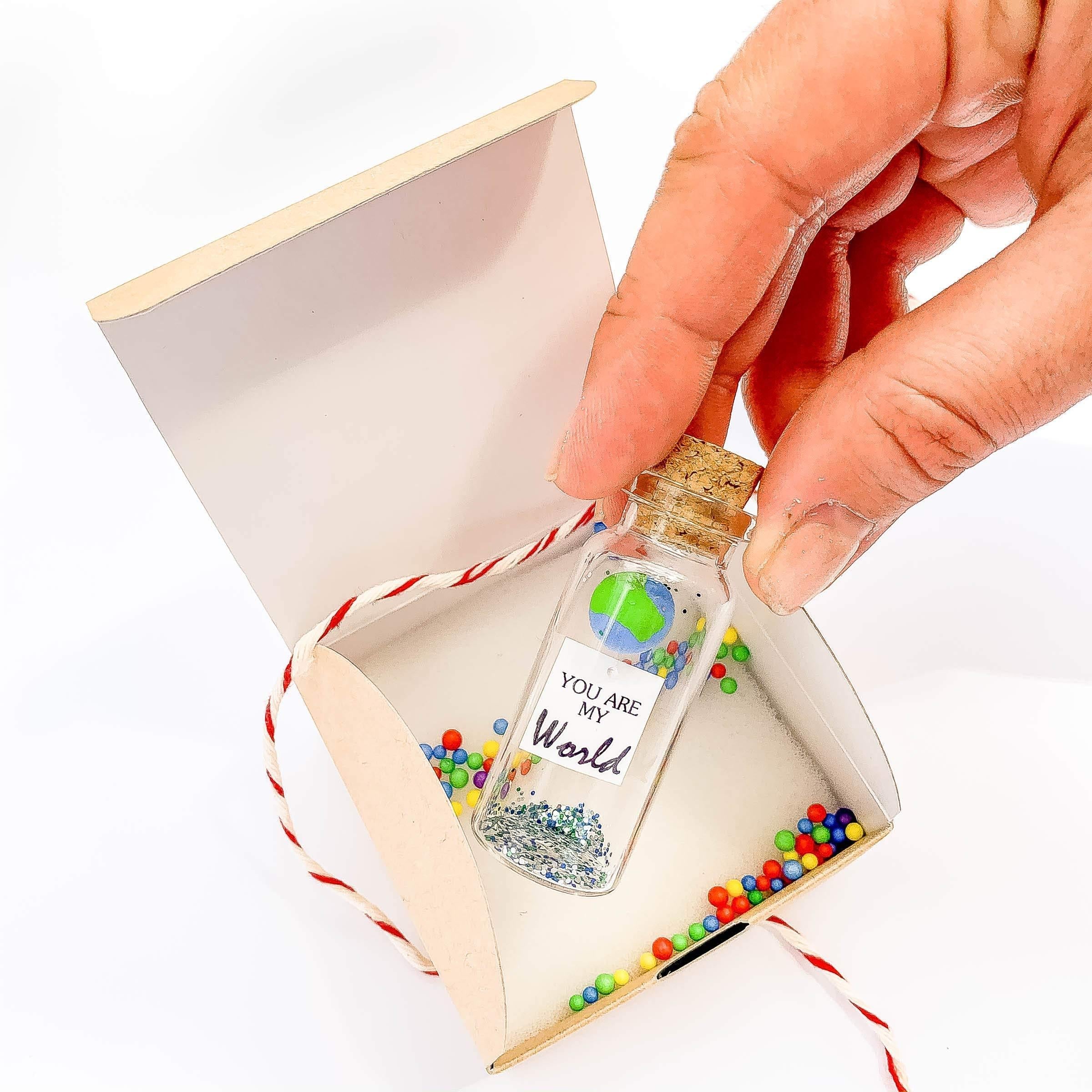 Cute Girlfriend and Boyfriend Gifts   Personalized Anniversary Present for Her Him   Custom Birthday Gift Idea for Women Men (You Are My World in Craft Gift Box) Kseniya Revta