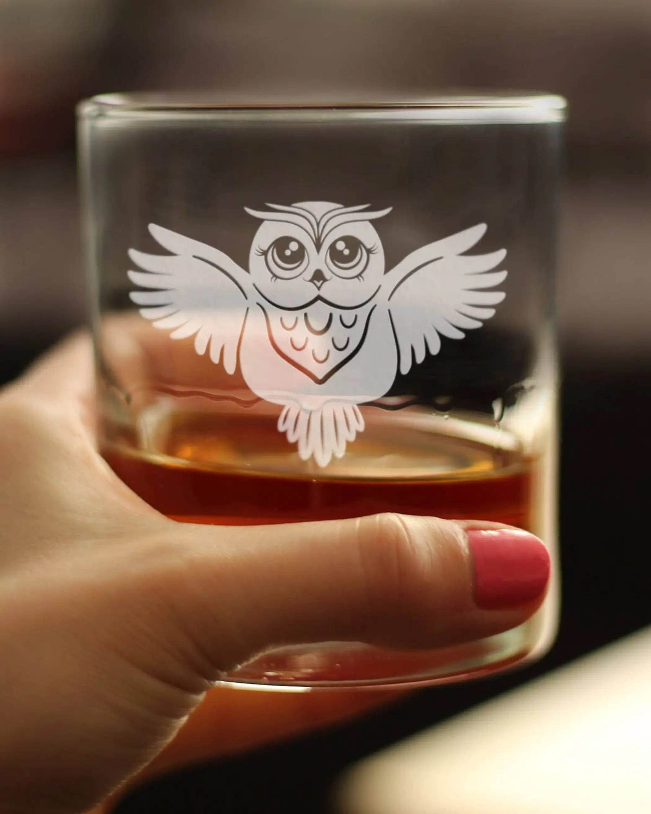 Cute Owl Whiskey Rocks Glass - Owl Gifts and Decor Bevvee