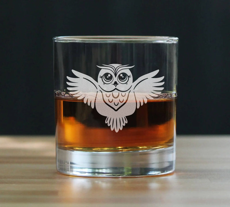 Cute Owl Whiskey Rocks Glass - Owl Gifts and Decor Bevvee