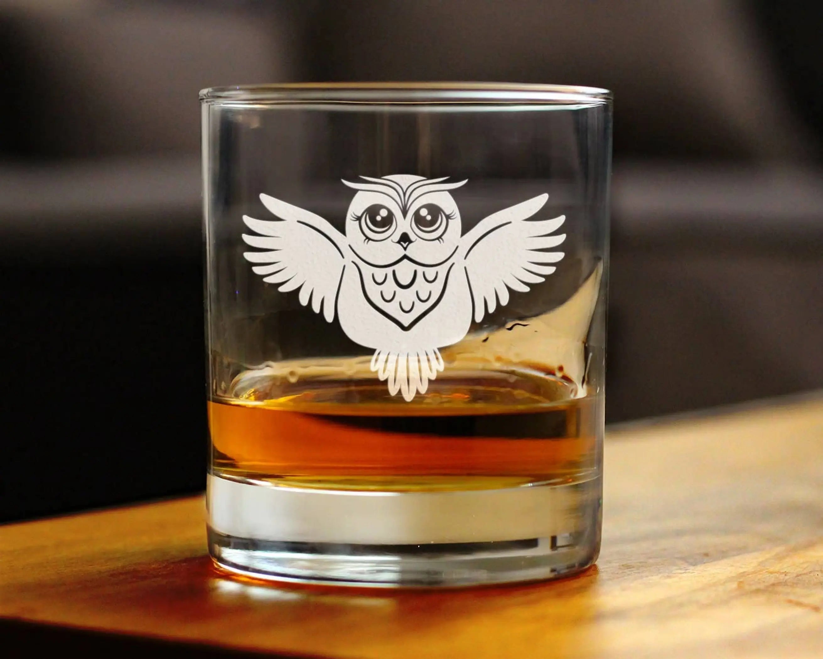 Cute Owl Whiskey Rocks Glass - Owl Gifts and Decor Bevvee